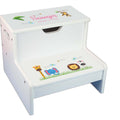 Stitched Stars Personalized White Storage Step Stool