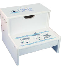 Shark Personalized White Storage Step Stool