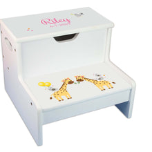 Blue Cats Personalized White Storage Step Stool
