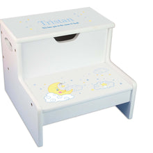 Moon And Stars Personalized White Storage Step Stool