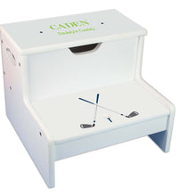Golf Personalized White Storage Step Stool