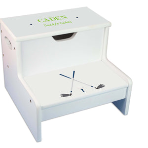 Golf Personalized White Storage Step Stool