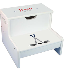 Field Hockey Personalized White Storage Step Stool