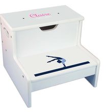 Gymnastics Personalized White Storage Step Stool