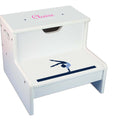 Pink Butterflies Personalized White Storage Step Stool