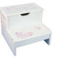 Pink Teal Paisley Personalized White Storage Step Stool