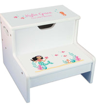 Pink Whale Personalized White Storage Step Stool