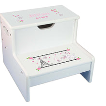 Oh La La Paris Personalized White Storage Step Stool