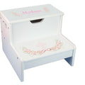 Pink Gray Floral Cross White Storage Step Stool