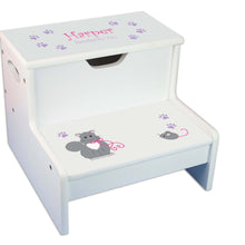 Panda Bear Personalized White Storage Step Stool