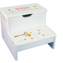 Spring Floral Personalized White Storage Step Stool