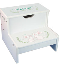 Bunny Personalized White Storage Step Stool