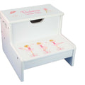 African American Ballerina Personalized White Storage Step Stool