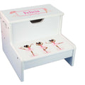African American Ballerina Personalized White Storage Step Stool