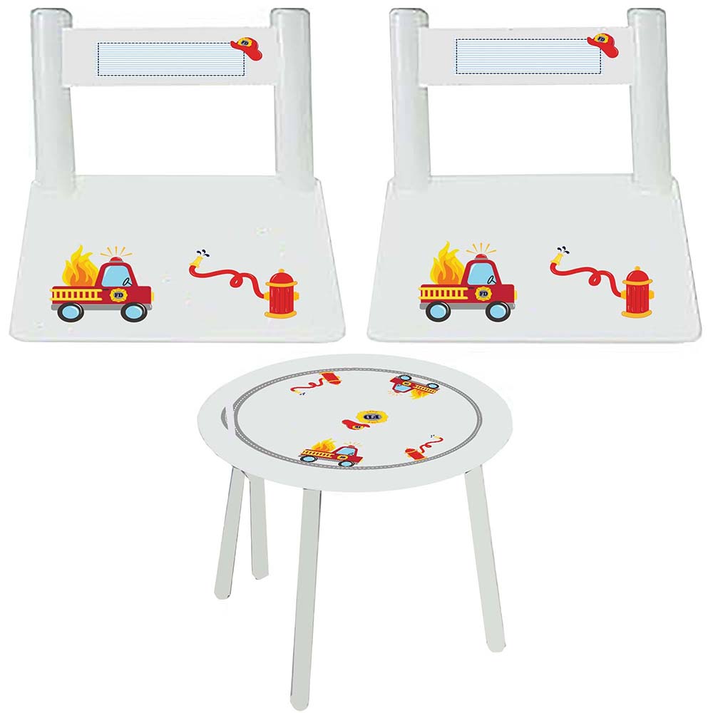 Childrens fire engine table chair set