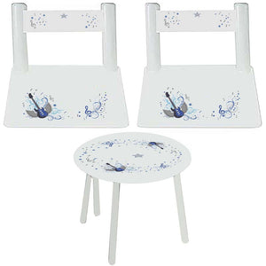 Child's White Table Chair Set - Blue Rock Star