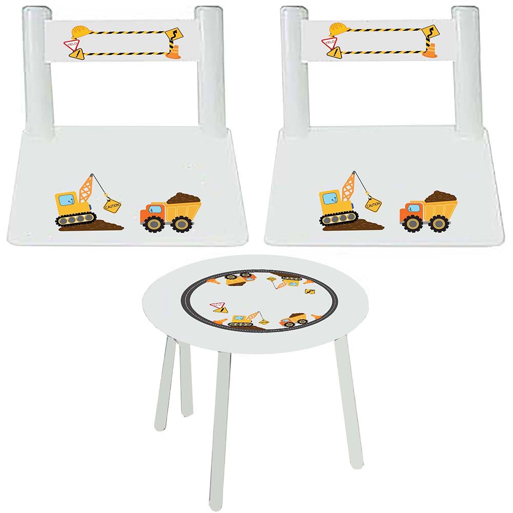 Boys construction table chair set personalized