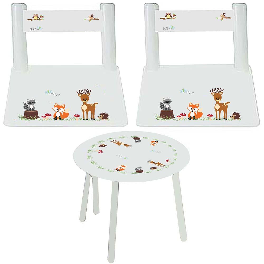 personalized woodland animal child's table and chair set