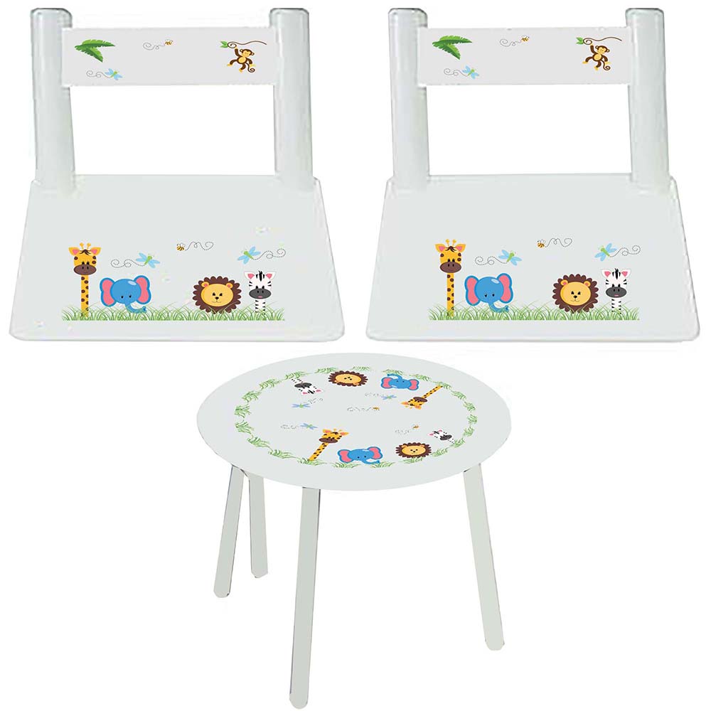 kids table and chair jungle animals