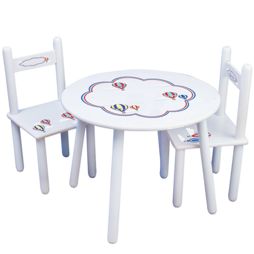 Personalized Table and Chairs with Hot Air Balloon Primary design