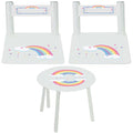 childrens rainbow round white table with personalized chairs
