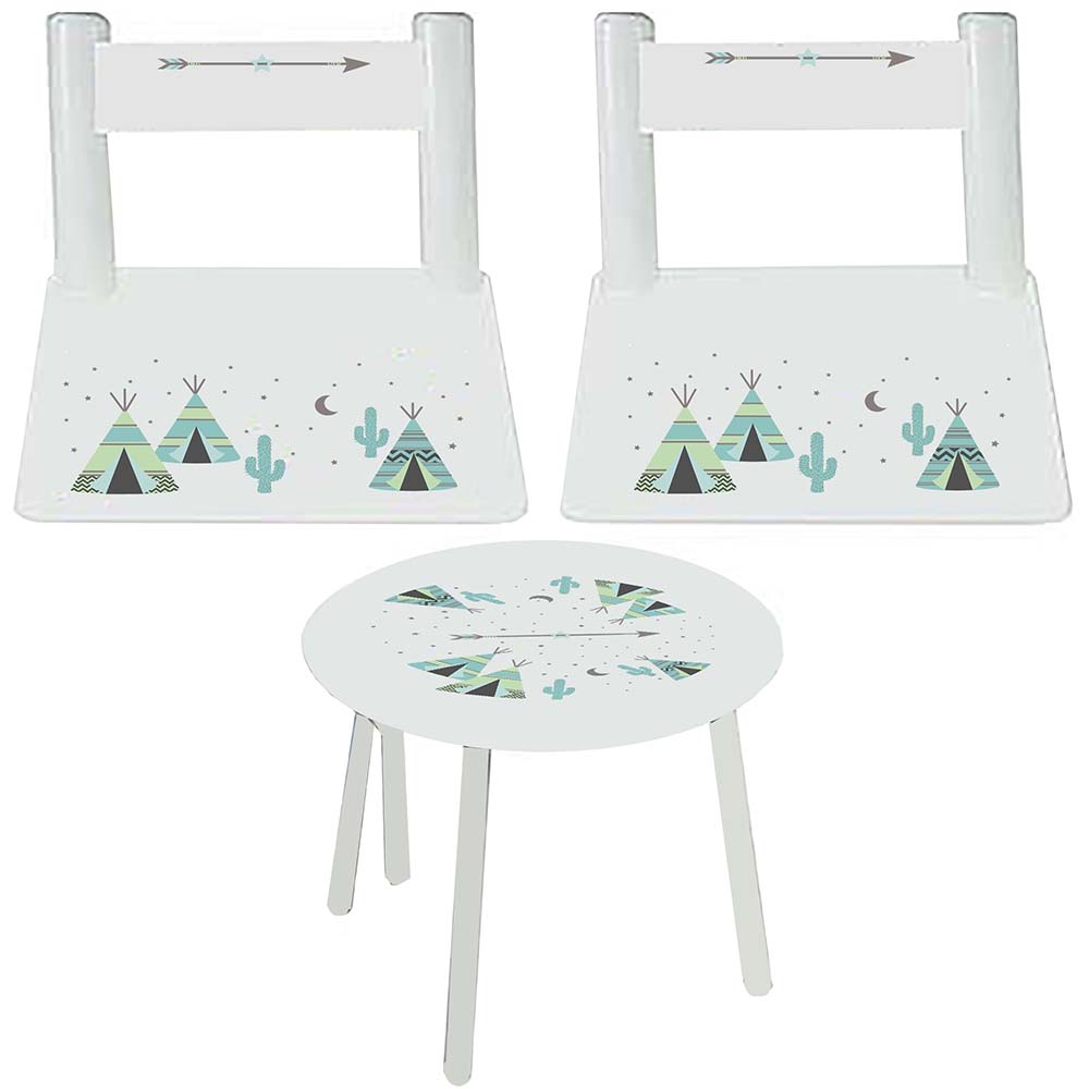 Child's White Table Chair Set - Teepee