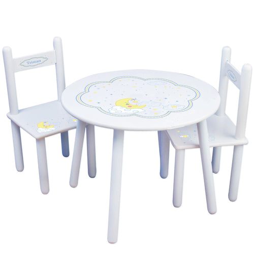 Personalized Table and Chairs with Moon and Stars design