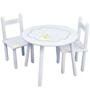 Personalized Table and Chairs with Moon and Stars design