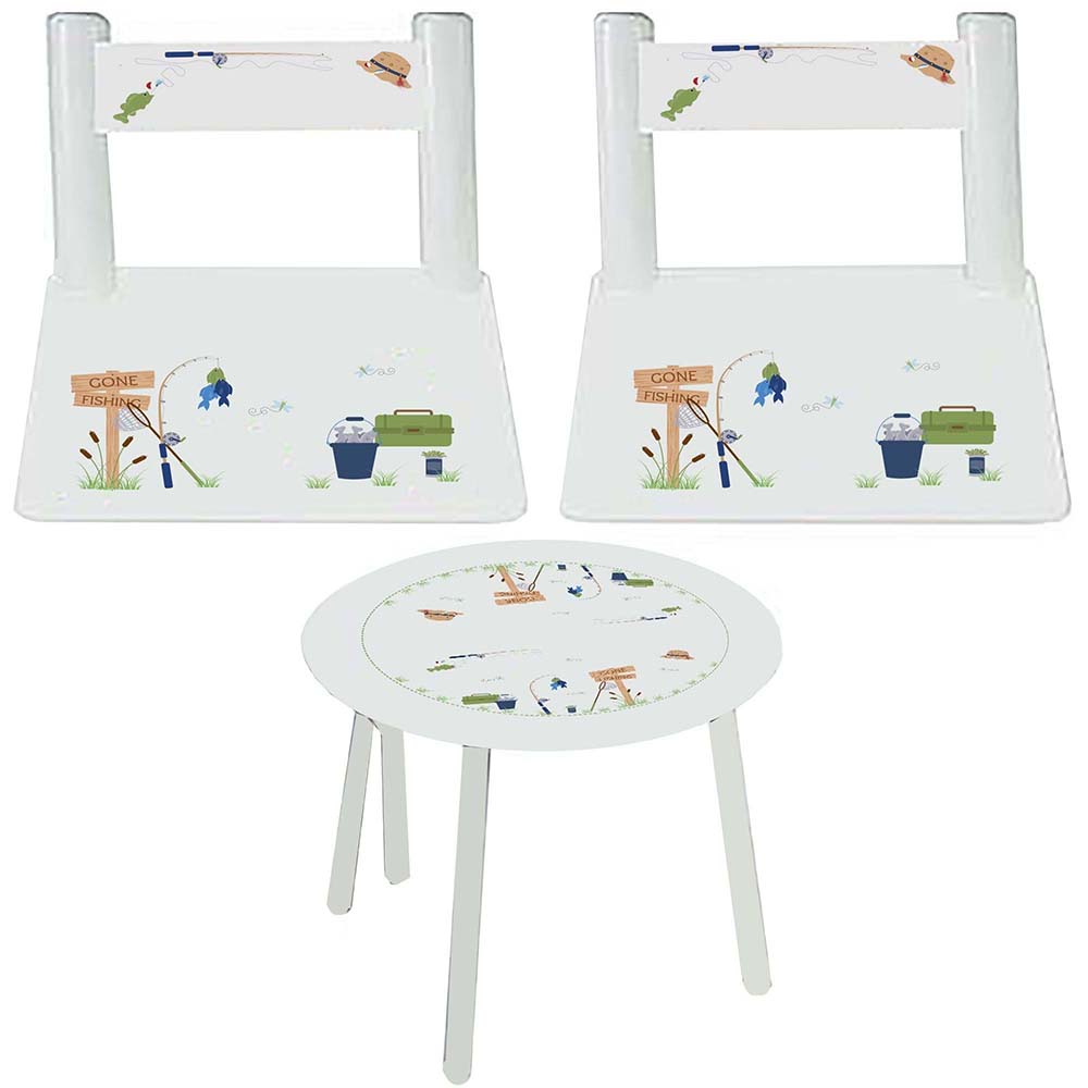 Personalized Table and Chairs with Gone Fishing design