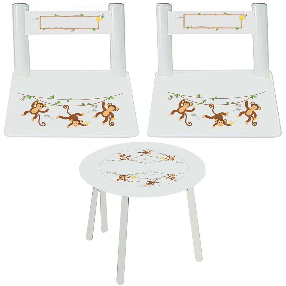 Personalized Table and Chairs with Monkey Boy design