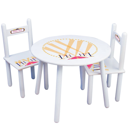 Personalized Table and Chairs with A Star Is Born Pink design