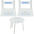 Personalized Table and Chairs with Cross Garland Lt Blue design