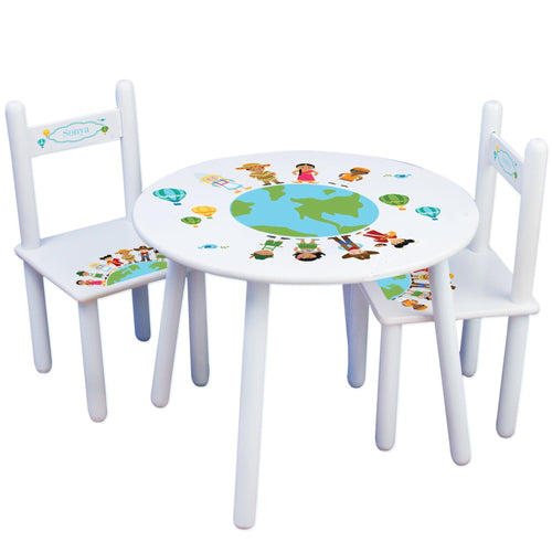 Personalized Table and Chairs with Small World design