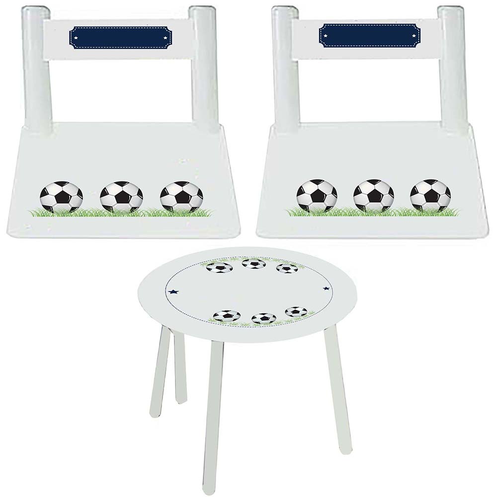 Personalized Table and Chairs with Soccer Balls design