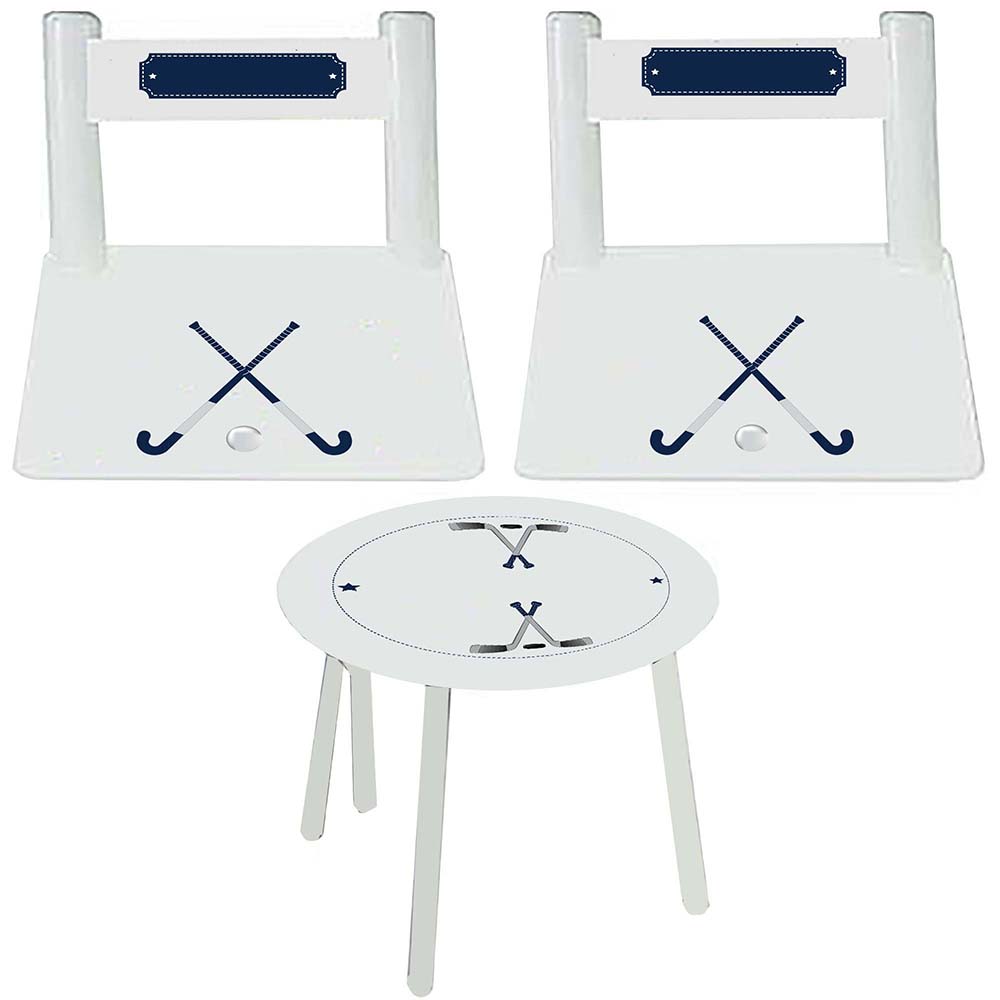 Personalized Table and Chairs with Field Hockey design