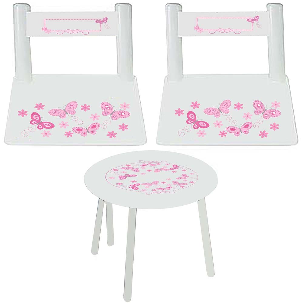 pink butterfly childs table chair set
