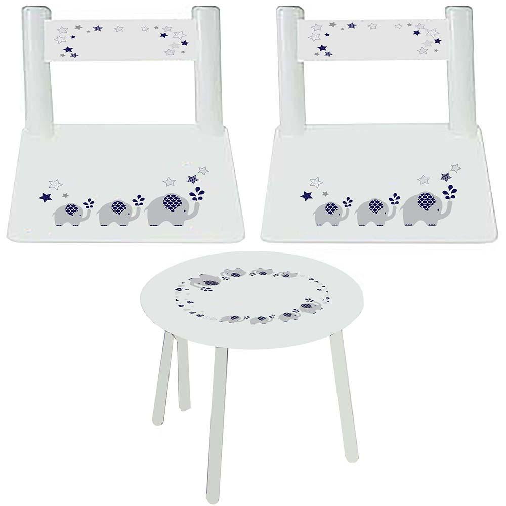 Personalized Table and Chairs with Lavender Elephant design