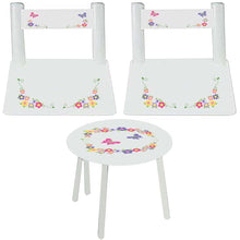 girls hot pink purple butterfly flower table chair set