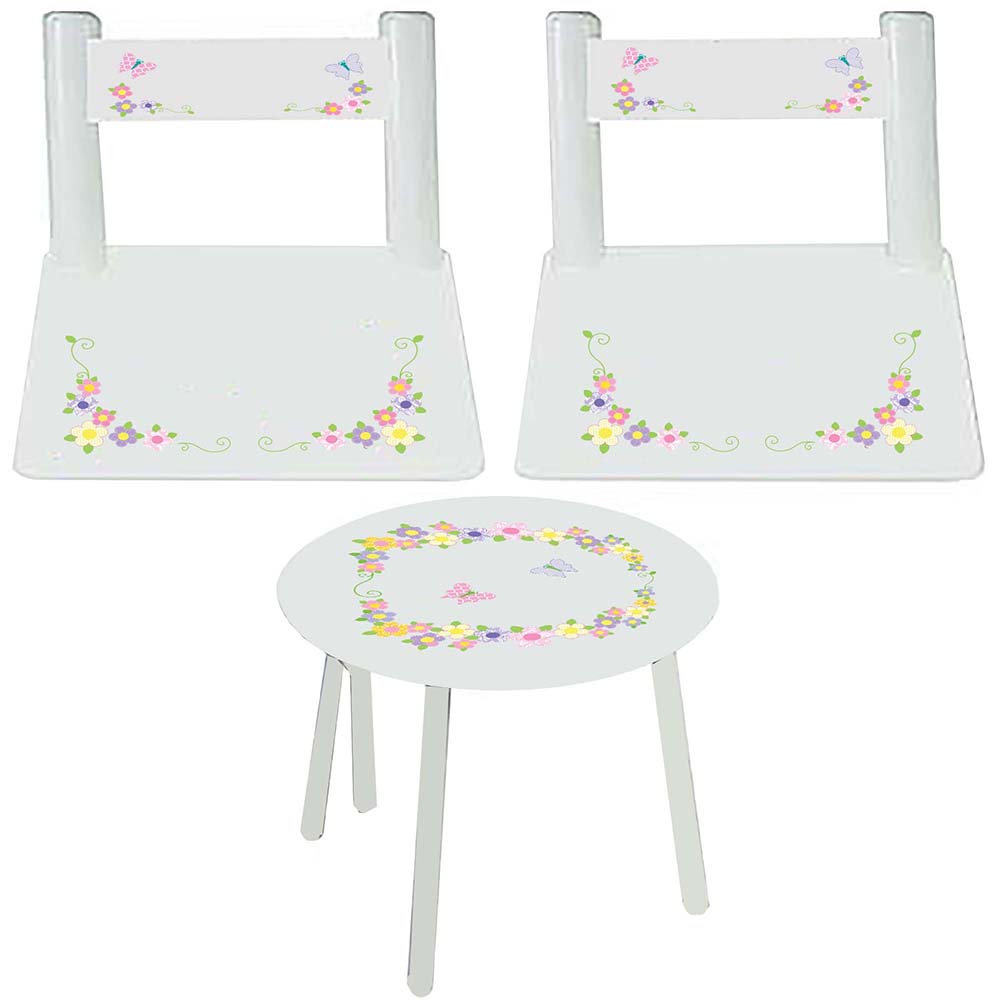 girls pastel butterfly flower table chair set