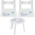 Personalized Table and Chairs with Paisley Teal and Pink design