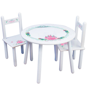 Personalized Table and Chairs with Pink Teal Princess Castle design