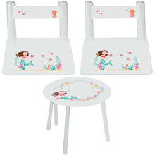 Personalized Table and Chairs with Blonde Mermaid Princess design