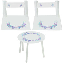 Personalized Table and Chairs with Lavender Floral Garland design