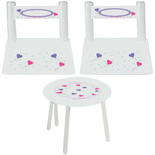 Personalized Table and Chairs with Heart Balloons design