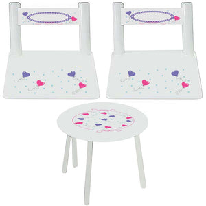 Personalized Table and Chairs with Heart Balloons design