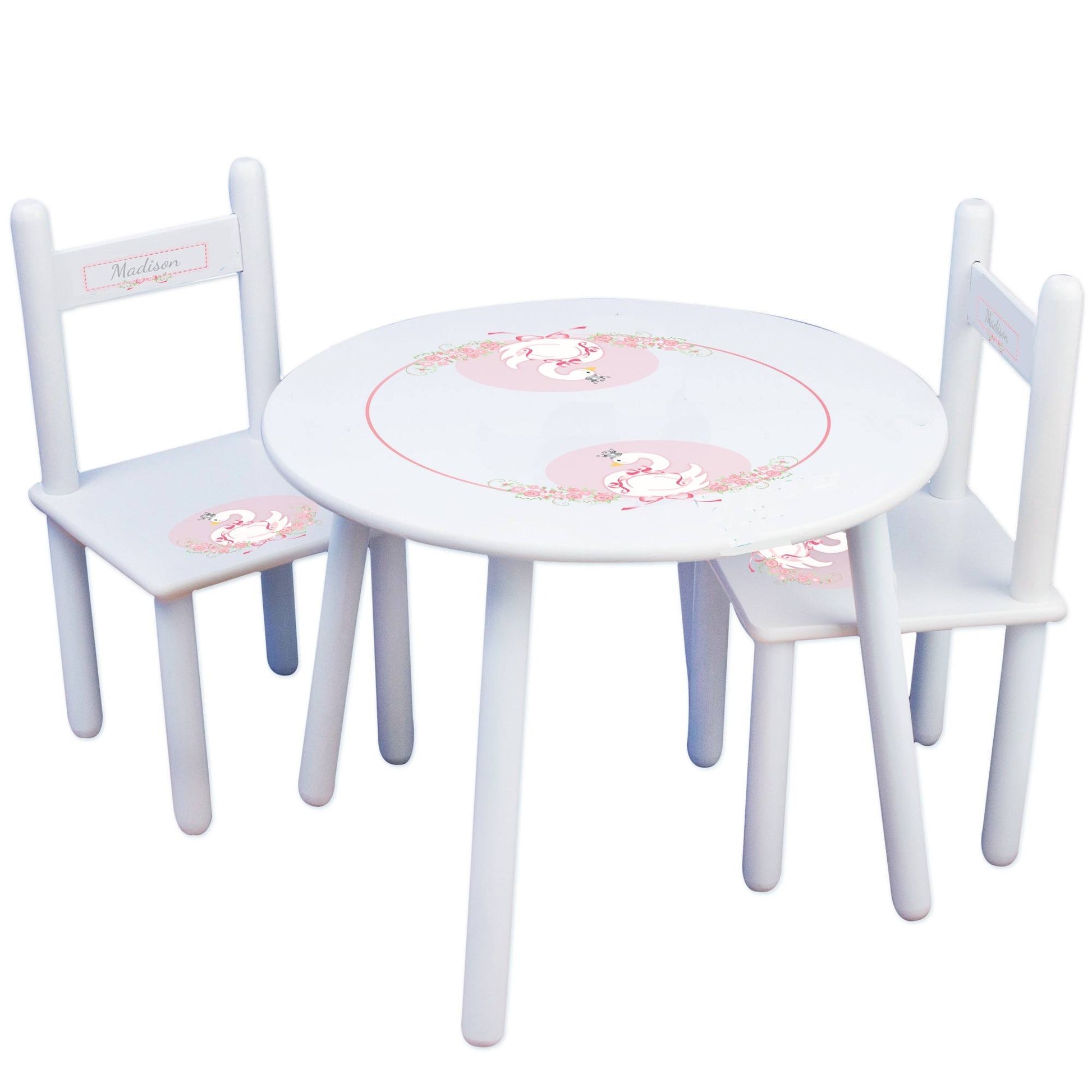 Personalized Table and Chairs with Swan design