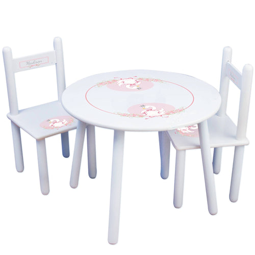 Personalized Table and Chairs with Swan design