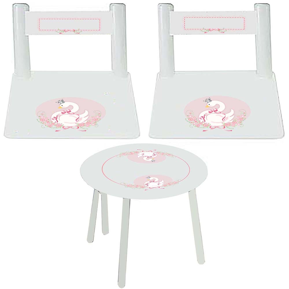 Personalized Table and Chairs with Swan design