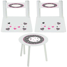 Girl's White Table Chair Set - Groovy Zebra