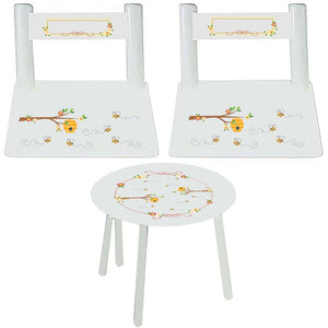 Personalized Table and Chairs with Honey Bees design